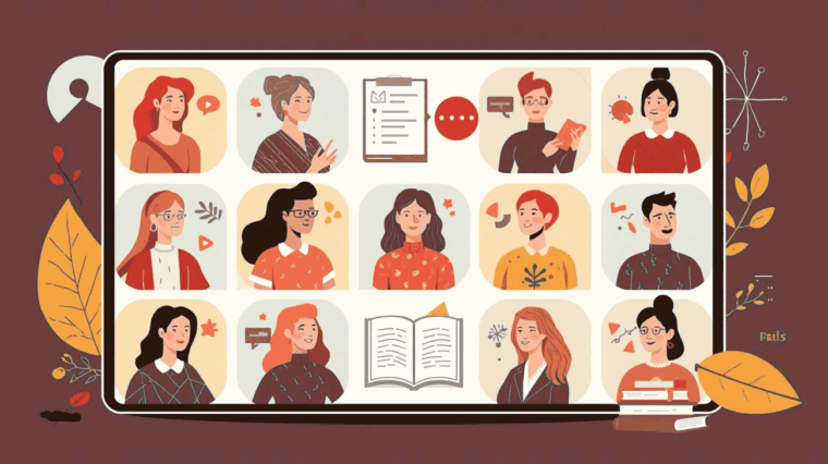 illustration of writers in online group